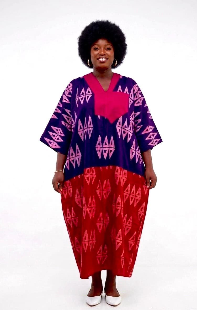 ROYAL PLUM AND MAGENTA CHEVRON ADIRE BUBU DRESS