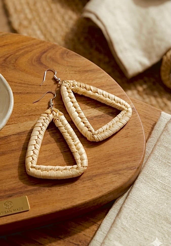HAND-WOVEN RATTAN EARRINGS